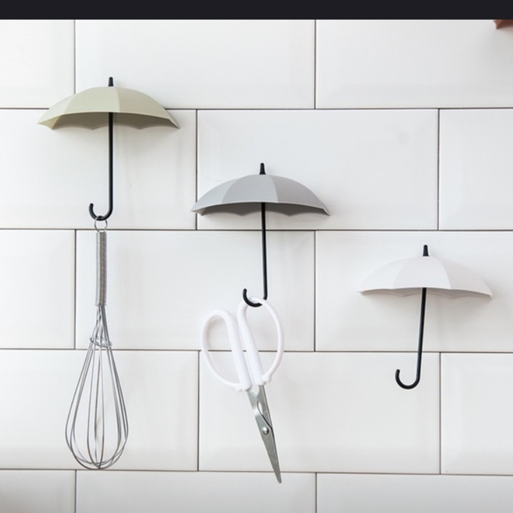 6 Adhesive Umbrella Organization Wall Hooks - Picture 3 of 7
